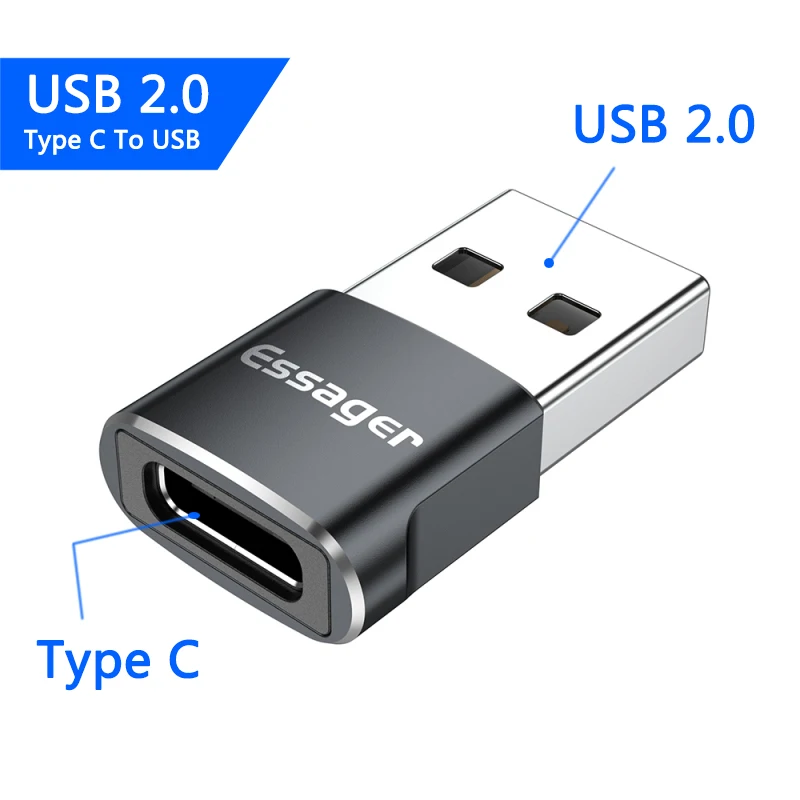 Essager USB 3.0 Type-C OTG Adapter Type C USB C Male To USB Female Converter For Macbook Xiaomi Samsung S20 USBC OTG Connector usb to iphone converter Adapters & Converters