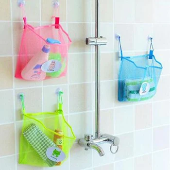 

2019 Cartoon Child Bath Toy Storage Bag Organiser Net Double Suction Cup Baskets Kids Baby Bathroom Mesh Bag