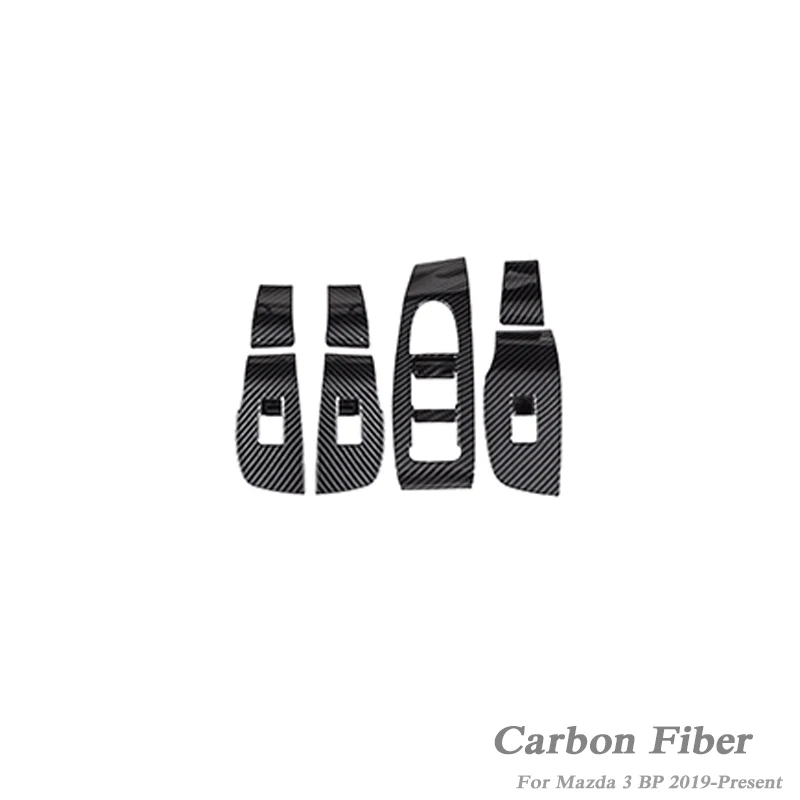 carbon black ABS Для Mazda 3 BP-Н. В., автомобильный Стайлинг, внутренняя дверь, окно, подъемный переключатель, с блестками, внутренняя наклейка, аксессуары для внутренней рамы - Название цвета: carbon black ABS