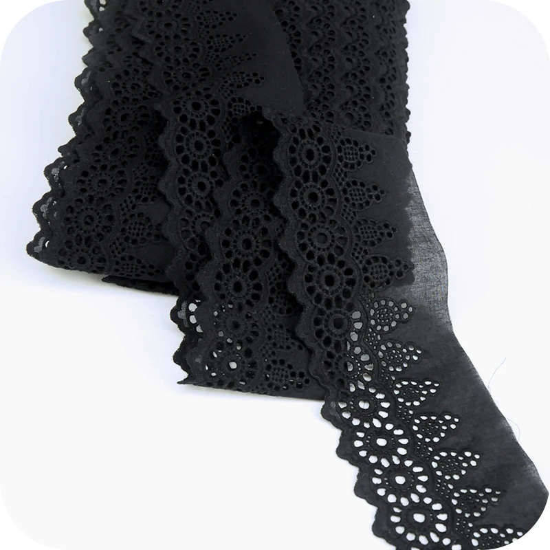 10 см выдалбливают цветочные вышитые хлопчатобумажная кружевная лента DIY Одежда швейная ткань платье украшения одежды Черное кружево отделка
