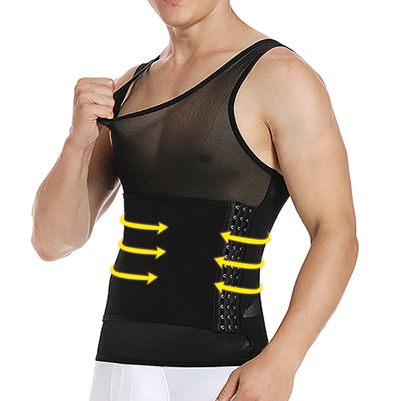 Shape Men Slimming Body Shaper Waist Trainer Vest with Tummy Control Girdle Posture Back Correction Abdomen Tank Top Shaperwear men sweat girdle shaper slimming abdominal belt waist cinchers back posture corrector body band