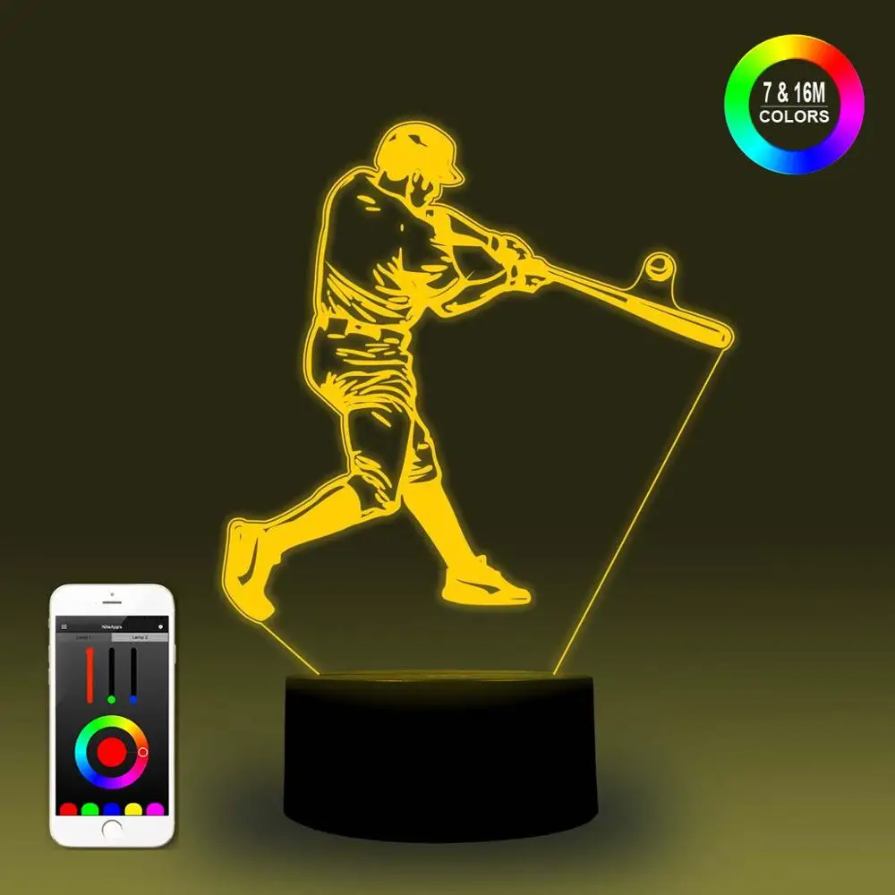 NiteApps 3D бейсбольная игра ночник настольная Иллюзия украшение лампа подарок на день рождения приложение/сенсорное управление
