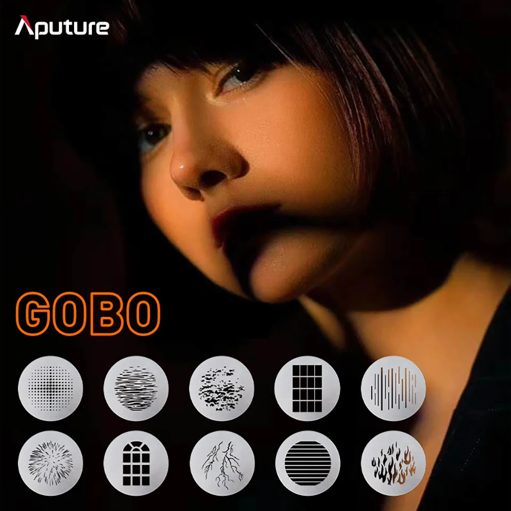 Aputure 10 Gobo Kit Photography Fill Light Projection Projection Film for Spotlight Mount