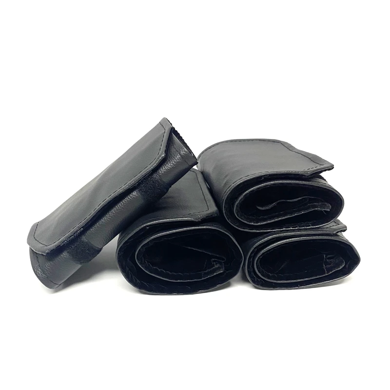 Black Pu Leather Lychee Pattern Jewelry Storage Small Roll Bag Black Velvet Necklace Bracelet Ring Storage