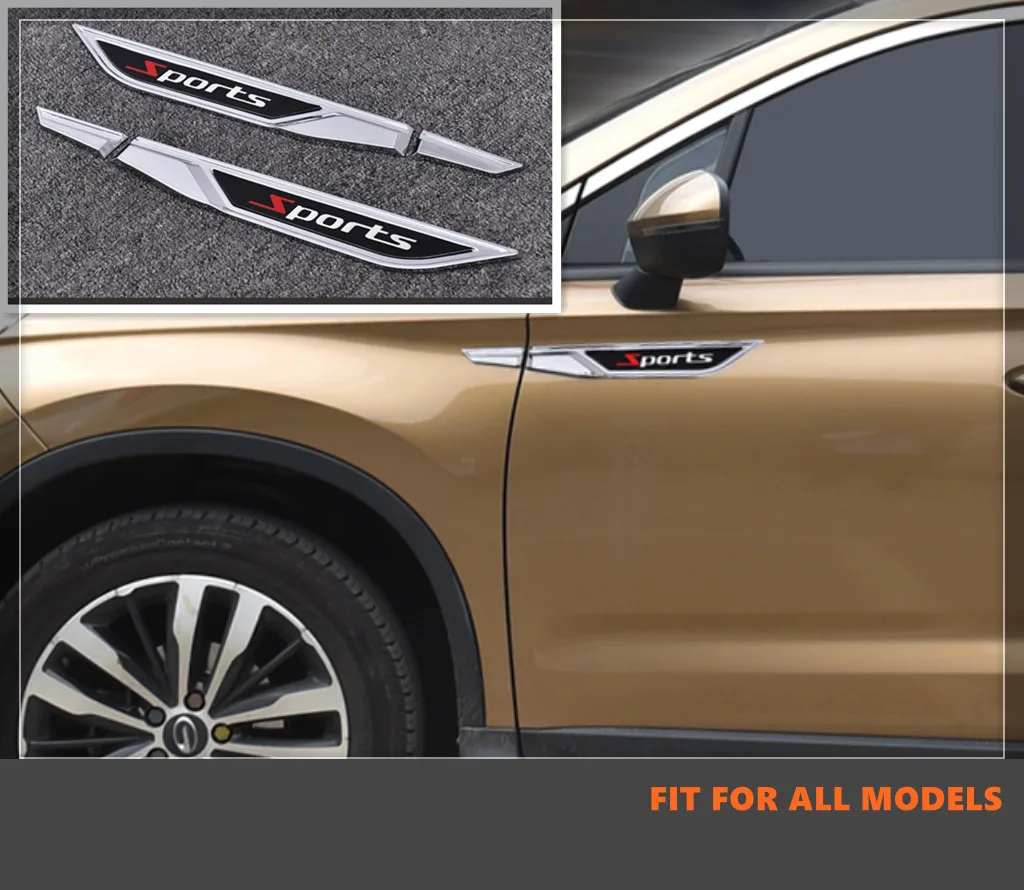 

4pcs Car Side Air Vent Sticker Side Vent Fender Air Flow Wing Cover Trim ABS Sticker Sports Letters Fit For All Car Models