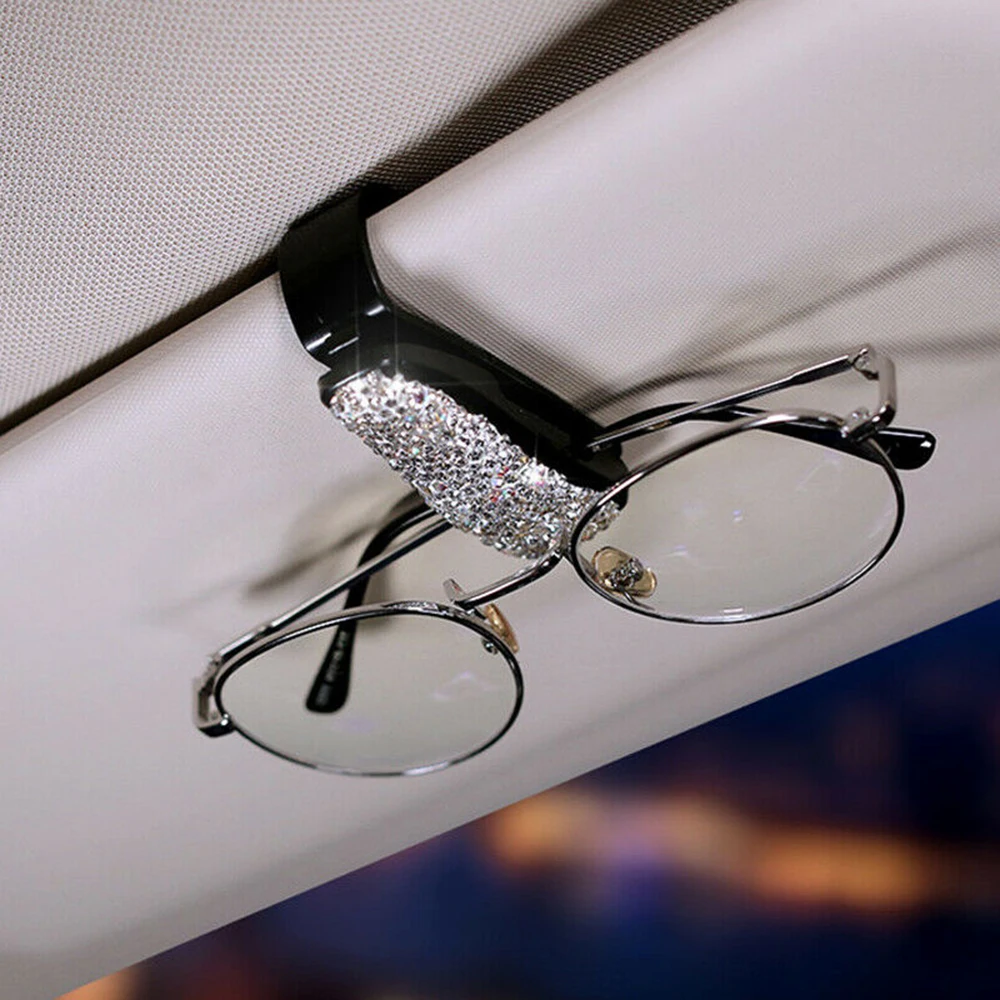 

Auto Fastener Clip Car Sun Visor Rhinestone Diamond Clip For Glasses Sunglasses folder Clip Storage Holder Accessories