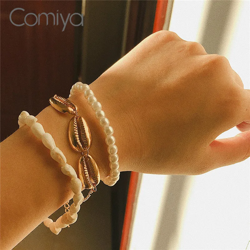 Comiya браслеты для женщин золотистого цвета акриловый жемчуг талисманы Pulseras Mujer