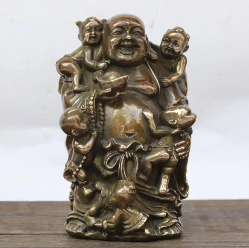 

Китайская латунная статуя Будды с пятью детьми maitreya