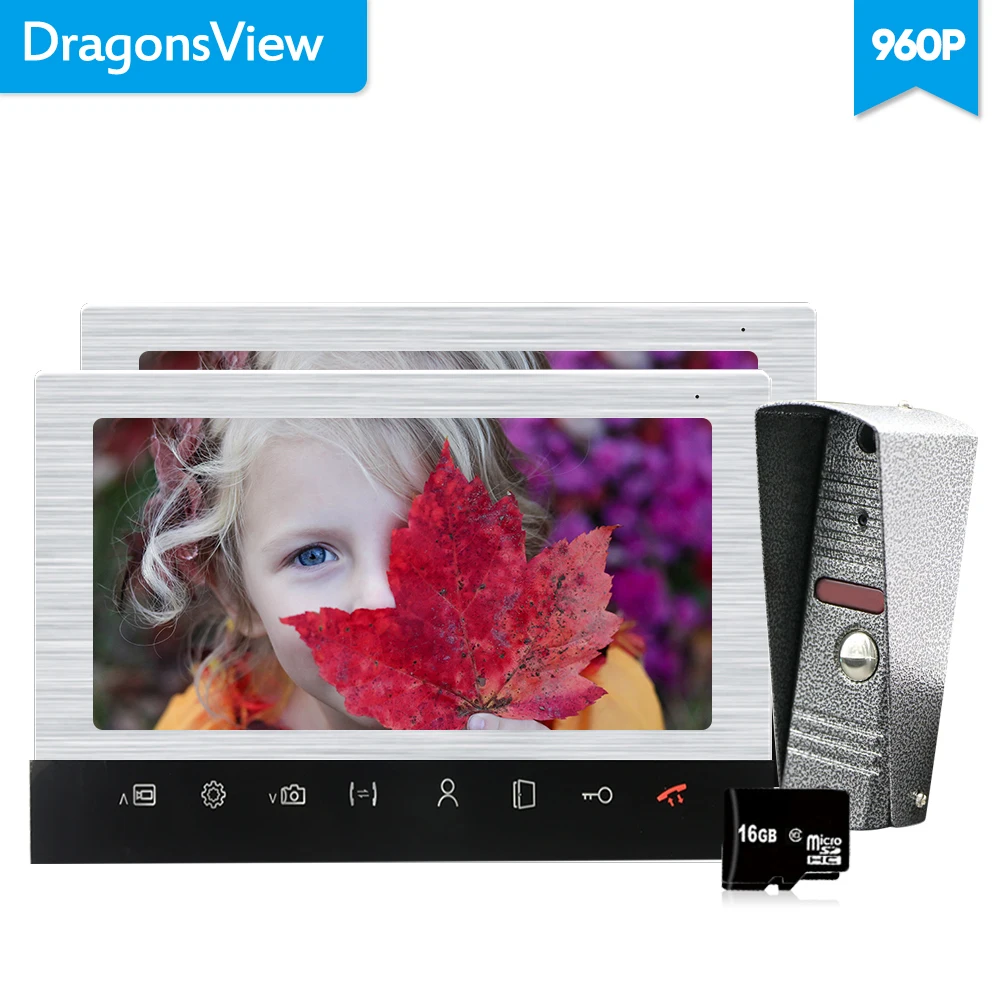 Dragonsview 10 Inch 960P Video Door Phone Doorbell 2 Monitors Wired Video Intercom System Recording SD card Metal Weatherproof Dragonsview 10 Inch 960P Video Door Phone Doorbell 2 Monitors Wired Video Intercom System Recording SD card Metal Weatherproof