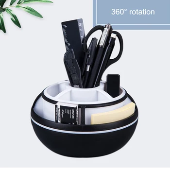 

Desktop 360 Degrees Rotation Office Pen Holder Organizer Stand Box Round Pencil Storage Stationery Container School Supply