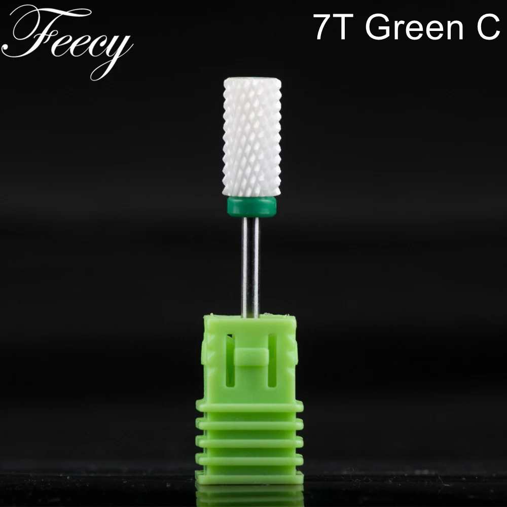 Feecy 7T green C Керамическая фреза для маникюра аппарат корундовые фрезы для педикюра сверла для маникюра насадки для маникюра снятия гель лака - Цвет: Feecy 7T green C