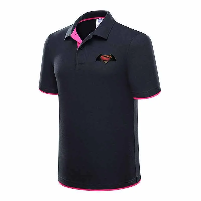 New Batman logo printing men's polo shirts high-quality cotton short-sleeved shirts breathable solid polo shirts summer casual b New Batman logo printing men's polo shirts high-quality cotton short-sleeved shirts breathable solid polo shirts summer casual b