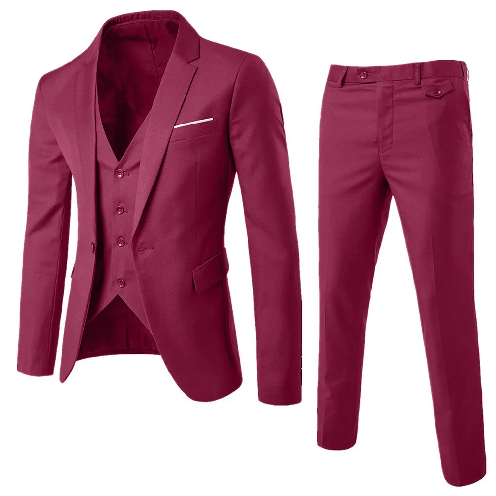 KANCOOLD/мужские однотонные классические пиджаки из 3 предметов, комплекты мужской пиджак в деловом стиле+ жилет+ штаны, костюмы, комплекты на весну и осень, большой свадебный комплект