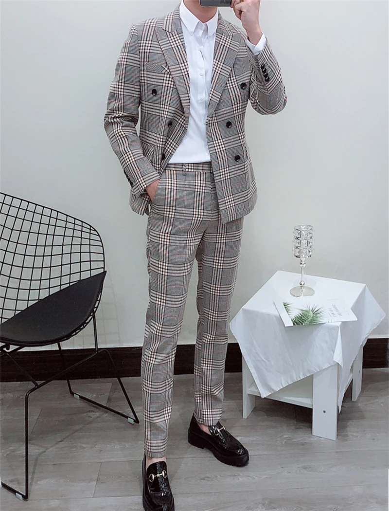 Роскошный клетчатый Мужской Блейзер, Новинка осени, Anzug Herren Vestito Uomo, мужской Клетчатый дизайнерский мужской блейзер с узором