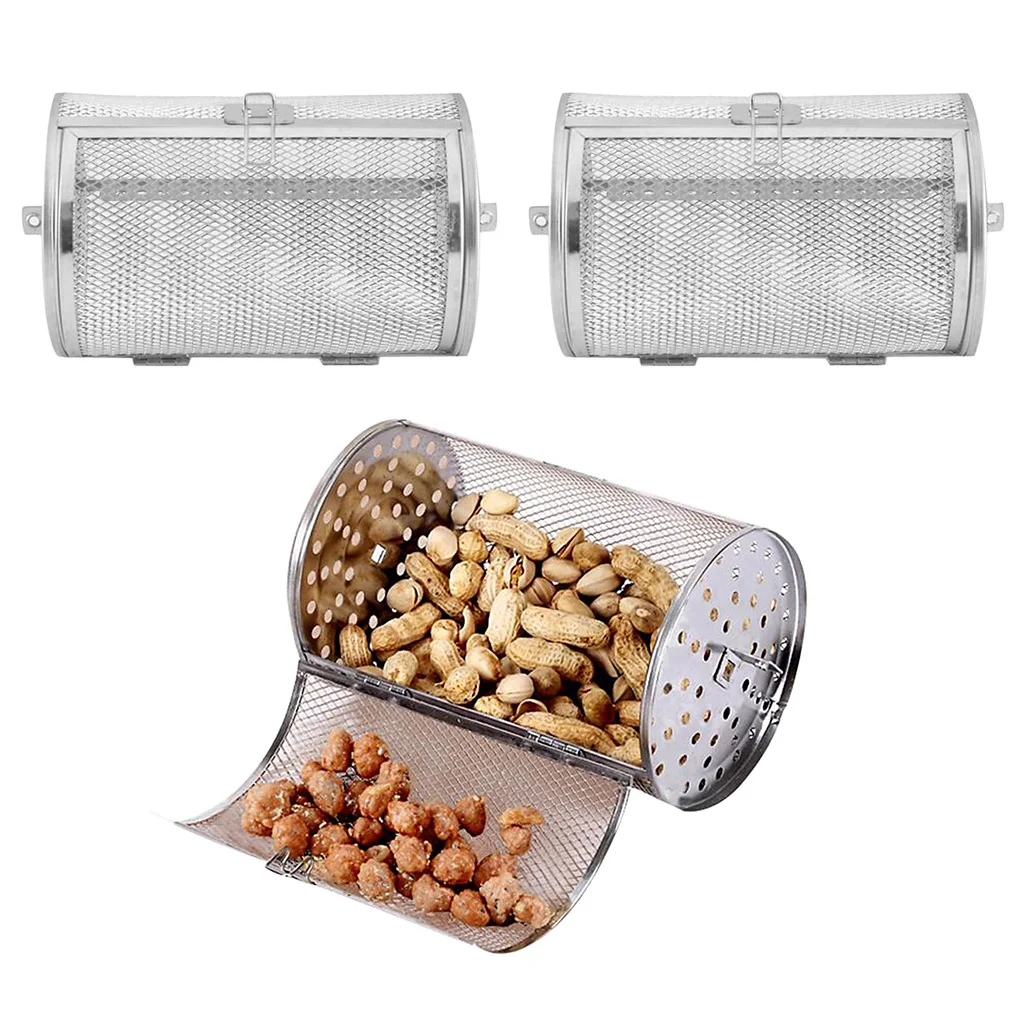 2x Stainless Steel Oven Basket Coffee Beans Baking BBQ Roaster Drum Kitchen