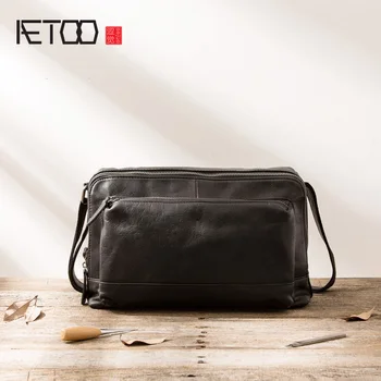 

AETOO Leather shoulder bag, large-capacity head leather men's oblique cross bag, fashion casual trend men's bag