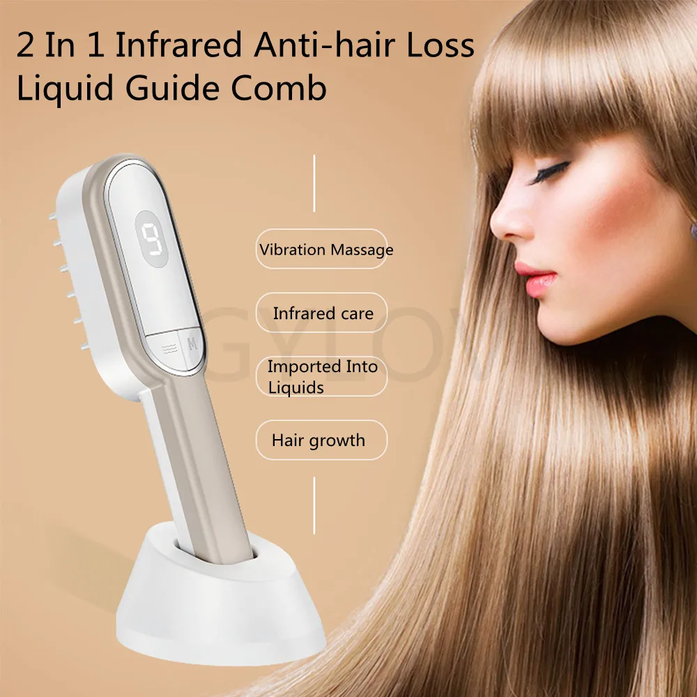 Infrared Red Light Hair Growth Comb Imported Into Liquid Hair Regrowth Brush Anti Hair Loss Vibration Scalp Repair Hair Massager new original imported white light touch screen ug330 v708cd touch panel touch glass machines industrial medical equipment