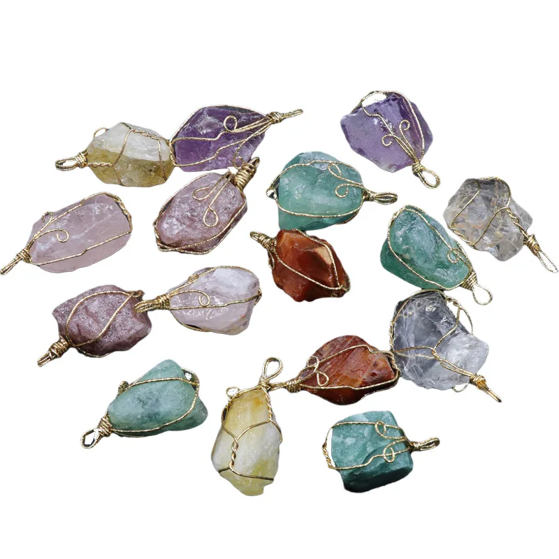 Натуральный цвет исцеляющий кристалл рок кварцевый кулон ожерелье камень по