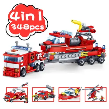 

Building Blocks Educational Puzzle Assembling Fire Heavy Transport Vehicle Toy 4-in-1 Fire Heavy Transport Vehicle Children Toys