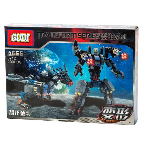 

Goood 8712 New Music New Educational Inserted Building Blocks Dinosaur Robot Children Early Education Transformation Toy