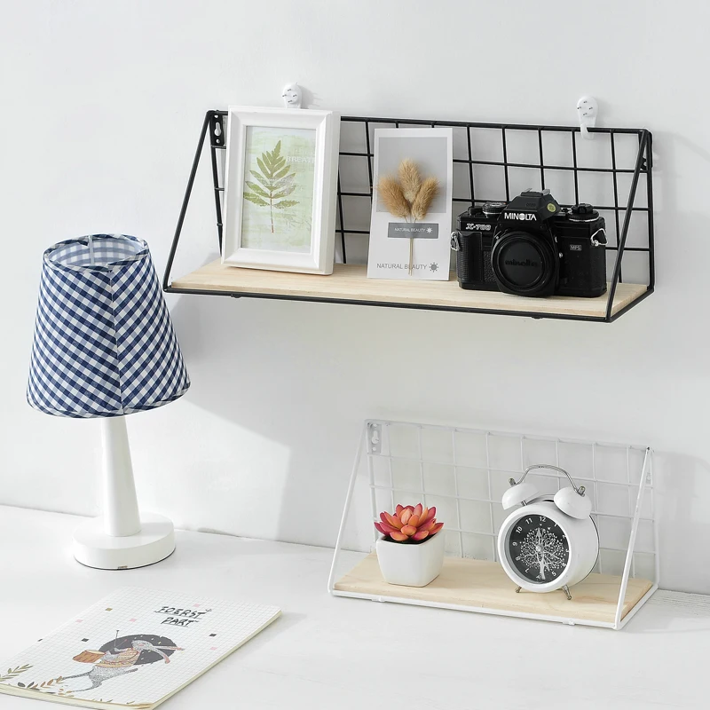 Креативная железная настенная полка Zakka для хранения в японском стиле корзина