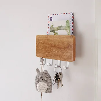 

Key Holder Decorative Wooden Key Chain Rack Hanger Wall Mounted With 4 Hooks Multiple Mail And Key Holder Organizer For Door WY4