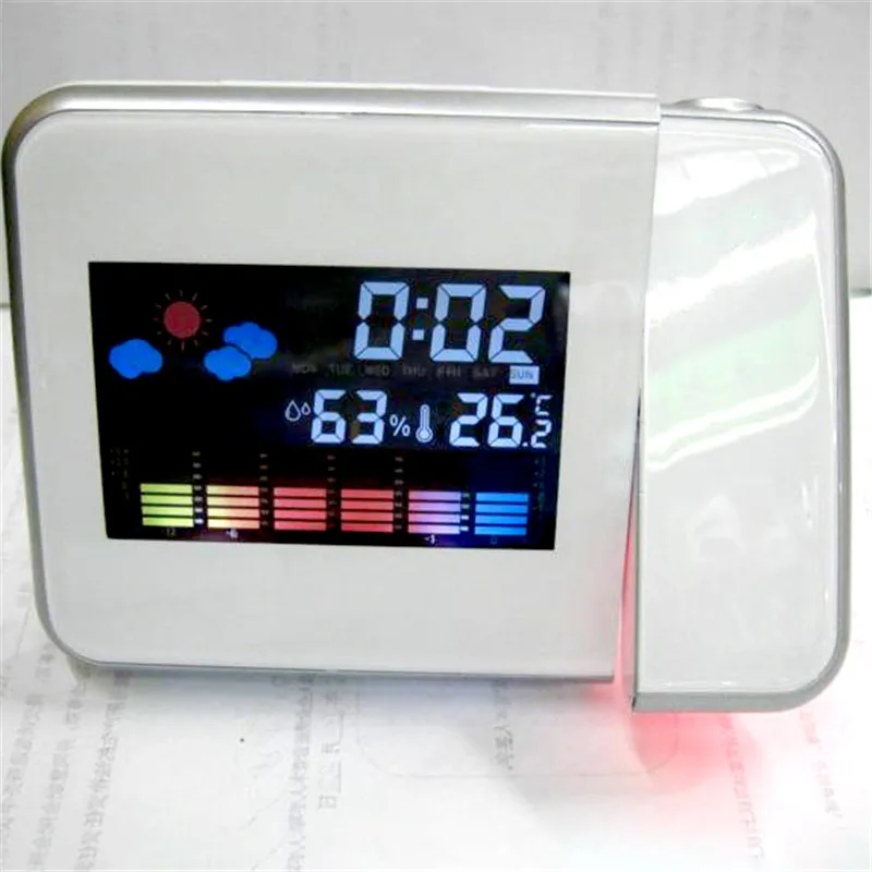 LED Digital Projection Alarm Clock Temperature Thermometer Desk Time Date Display Projector Calendar USB Charger Table Led Clock