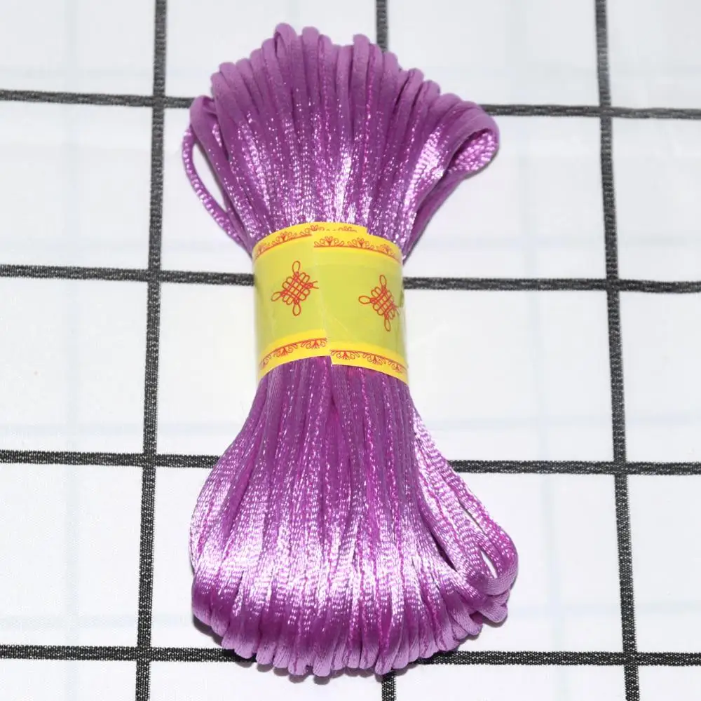 2,5 мм, 20 м, китайский шнур с узлом, атласная нейлоновая плетеная веревка, Бисероплетение Макраме, плетеный шнур, разноцветный бисер, нить для рукоделия - Цвет: 2