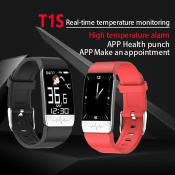 

T1S Smart Bracelet Tempurature Heart Rate Monitor Real-time Sleeping Detector Bluetooth Fitness Sport Watch
