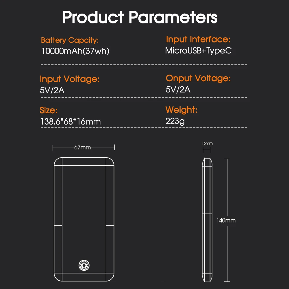 YKZ Power Bank 10000Mah Type C USB Mini Portable Charger Travel Power Bank Fast Charge Mobile Phone Powerbank 10000 Fast Charger