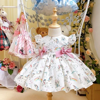 

2020 summer Princess dress Spanish dress unicorn Ball Gown Party Dress For Baby Girls clothens
