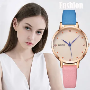 

Trendy Stitched Color Belt Watch Fashionable Temperament Wild Quartz Female Ladies Watches Concise Diverse Fashion Color Women