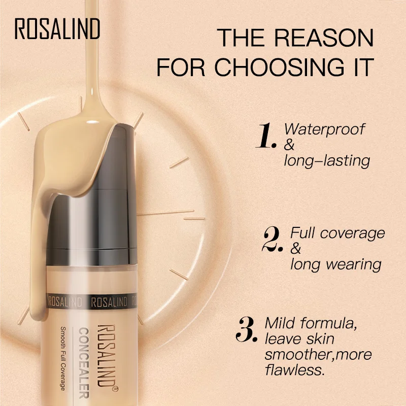 

ROSALIND Concealer Corrector 6ml 6 Colors Full Coverage Long Wearing Cosmetics For Face Contouring Makeup Facial Corrector