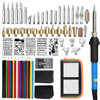 

71PCS 60W Temperature Adjustable Electric Soldering Iron Kit Wood Burning Pen Set Carving Pyrography Tools Welding Heat Pencil