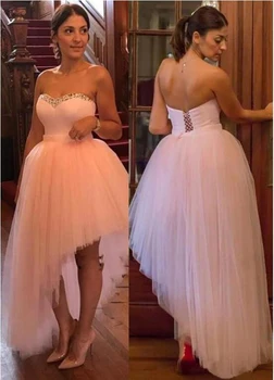 

Tulle Sweetheart Ball Gown Prom Dress Beadings Hi-lo Evening Dress Long Plus Size Formal Gowns Elegant Vestidos De Graduacion
