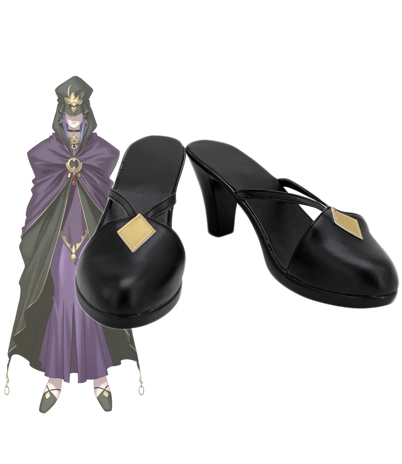 

Fate Stay Night Servant Medea Cosplay Shoes Black Leather Sandals Custom Made Any Size