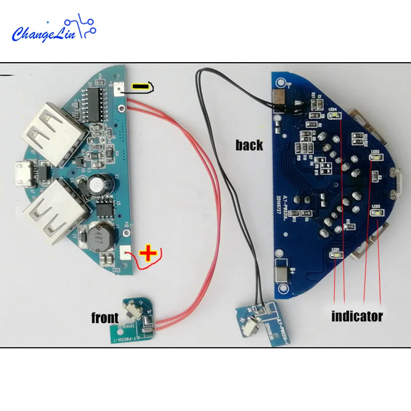 5 в 2.5A модуль банка мощности Мобильный блок питания PCB контроллер зарядки два порта usb l-типа DIY аксессуары для замены телефона