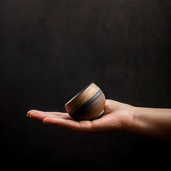

Stoneware tea cup for home use, retro handmade ceramic Kung Fu tea set master cup single cup small cup