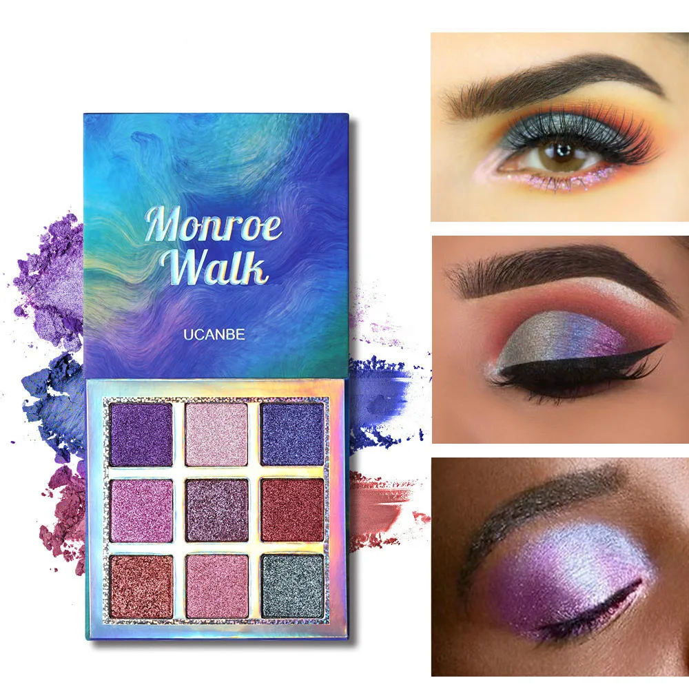 

New 9 Shimmer Matte Duochrome Gemstone Eyeshadow Palette Creamy Pigmented Color Payoff Eye Shadow Smooth Makeup Sparkle Eyes