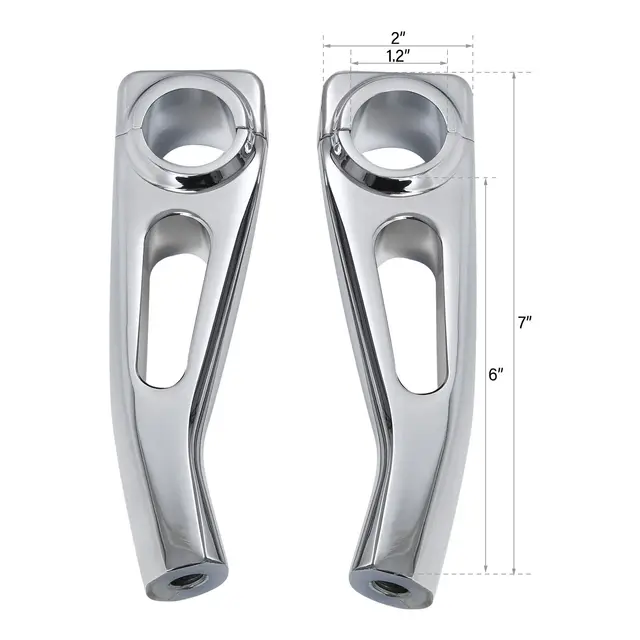 HK Moto 7/8" Handlebar Riser Clamps - Chrome, 2.875" Height | For Harley, Honda, Yamaha, Suzuki Bikes