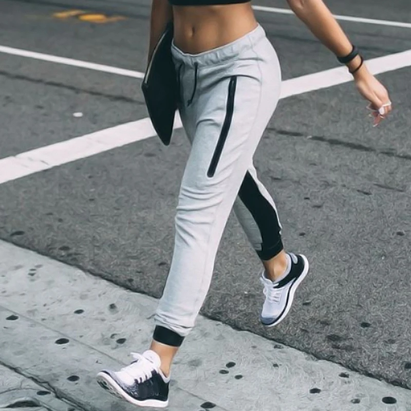 

kint Patchwork Joggers Women Casual Sport Trousers Running Jogger Pants Female Solid Tracksuit Elastic Waist Ladies Sweatpant