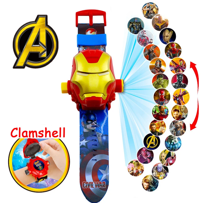 Avengers 3d Projection Watch Toys Child Cartoon Pattern Captain Iron Man Hulk Kid Boy Girl Action Figures Toys Christmas Gifts Aliexpress
