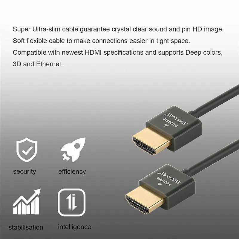Hdmi-кабель Ultra HD позолоченный Высокоскоростной 4K x 2K разрешение для ноутбука Поддержка цифровых аудио-видео сигналов от HDMI устройства 10ft
