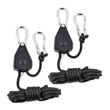 

2pcs 1/8" Pulley Rope Ratchet 150lb Heavy Locking Hanger Lifting Lanyard for Tent Room Fan Grow Plant Camping Hiking