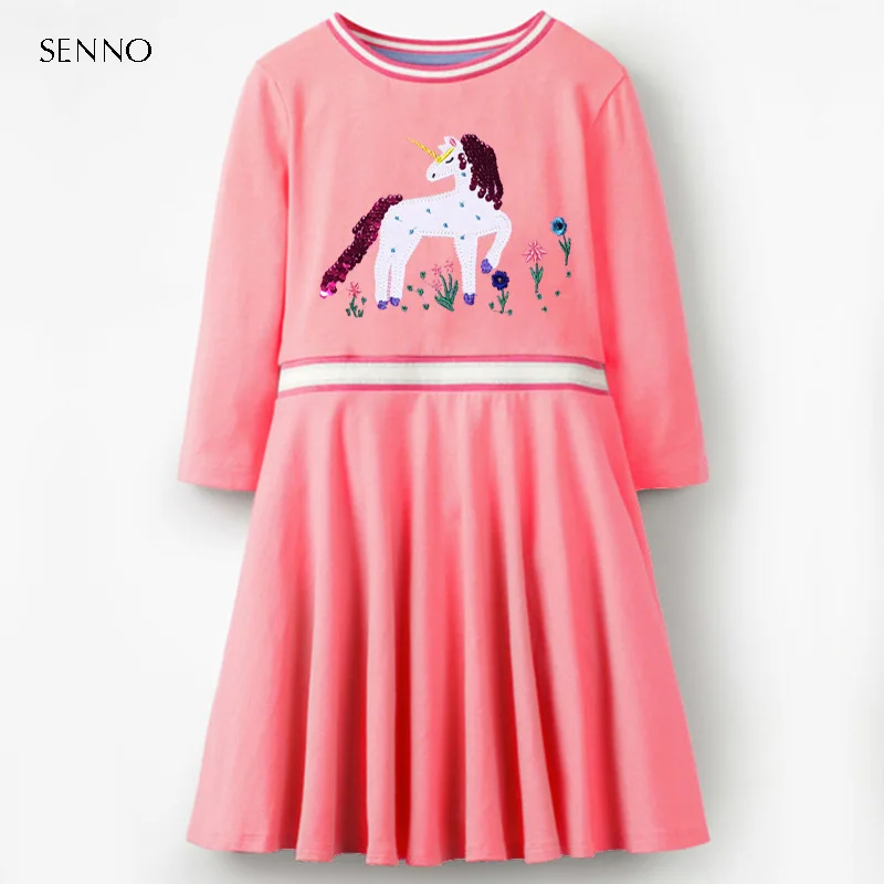 Kids Dresses for Girls Clothing Cotton Long Sleeve Baby Girls Dress Glitter Sequin Princess Dress Costume for Kids Clothes - Цвет: horse
