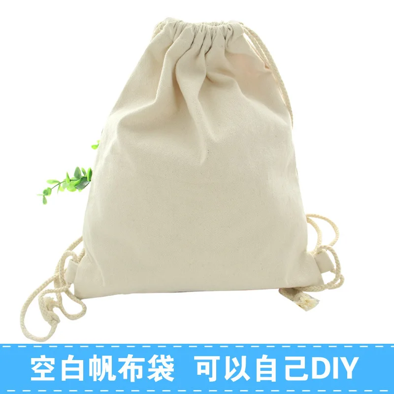 

Le Chi Blank DIY Hand Painting Environmentally Friendly Canvas Backpack Drawstring Bag Blank Graffiti Canvas Bag