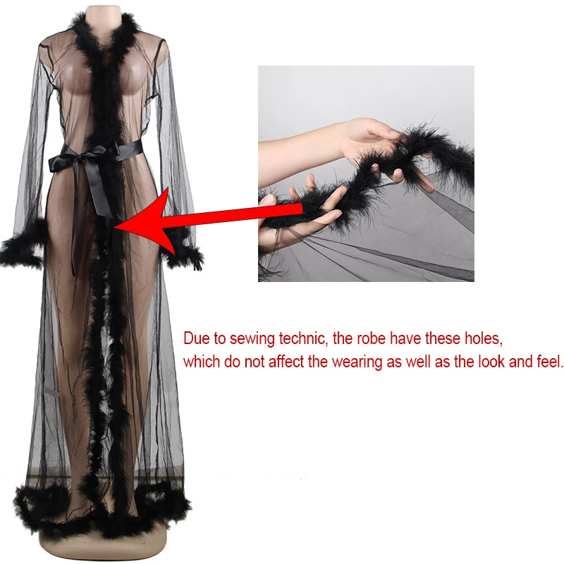 Comeonlover, кружевное длинное платье для сна, длинный рукав, халат, сорочка, платье, шелковый пояс, перспективная Сексуальная Женская эротическая одежда с перьями, RE80759