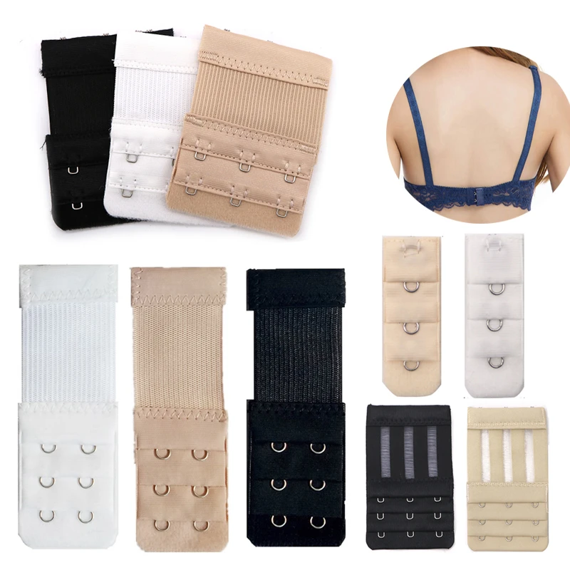 Women Bra Extender Strap 1 Rows 3 Hooks Replace Elastic Underwear Back Extension