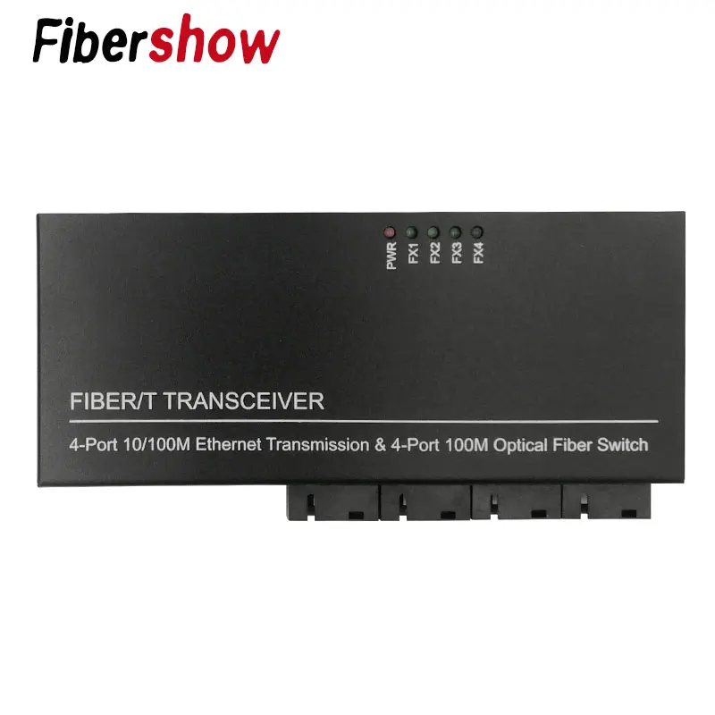 Оптоволоконный переключатель Ethernet 4 RJ45 4 SC оптический медиа конвертер одномодовый волоконно-оптический Порты и разъёмы 10/100 м