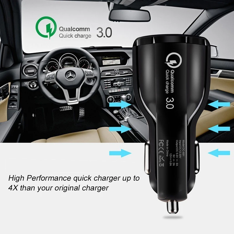 Автомобильное зарядное устройство Chargeur 2 usb порта универсальное быстрое зарядное устройство для iPhone huawei QC 3,0 Oplader для samsung A50 Ladowarka Samochodowa